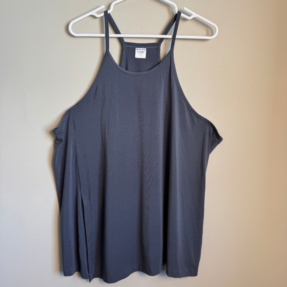 Athleta Women Explore Racerback Tank Top‎ Side Slit Activewear Yoga Gray 2X